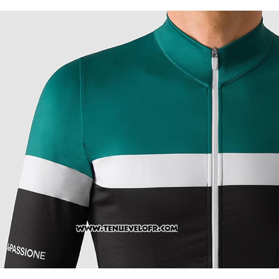 2019 Maillot Ciclismo La Passione Vert Blanc Noir Manches Longues et Cuissard